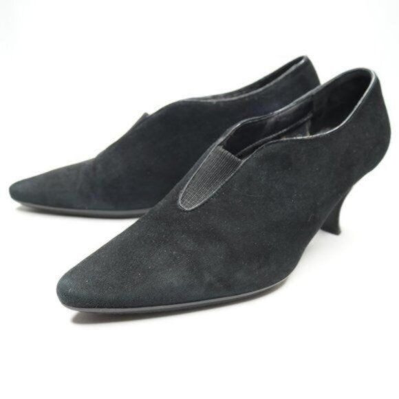Aquatalia Women's Size 7 Black Suede Slip On Pointed Toe Heels - Picture 1 of 8